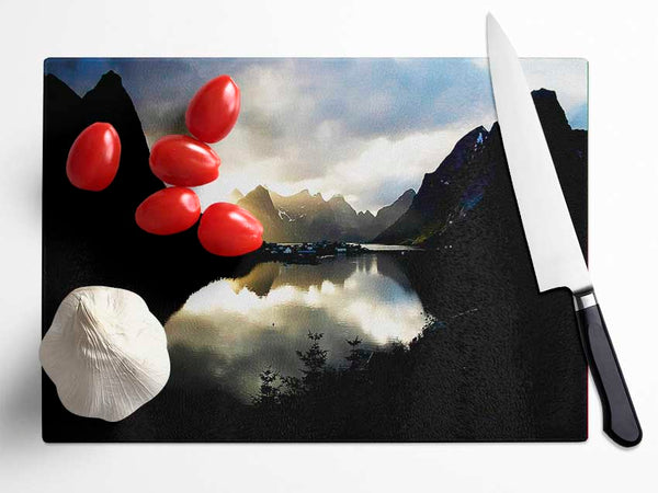 Mountain Reflections Glass Chopping Board