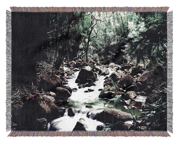 Hidden Woodland Stream Woven Blanket