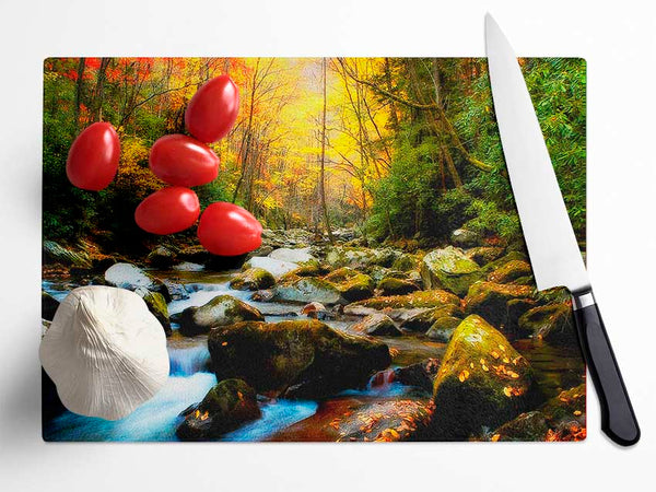 Autumn Stream Glass Chopping Board