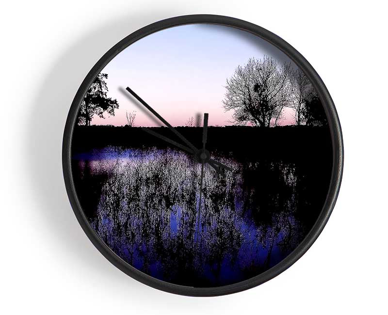 The Purple Morning Lake Clock - Wallart-Direct UK