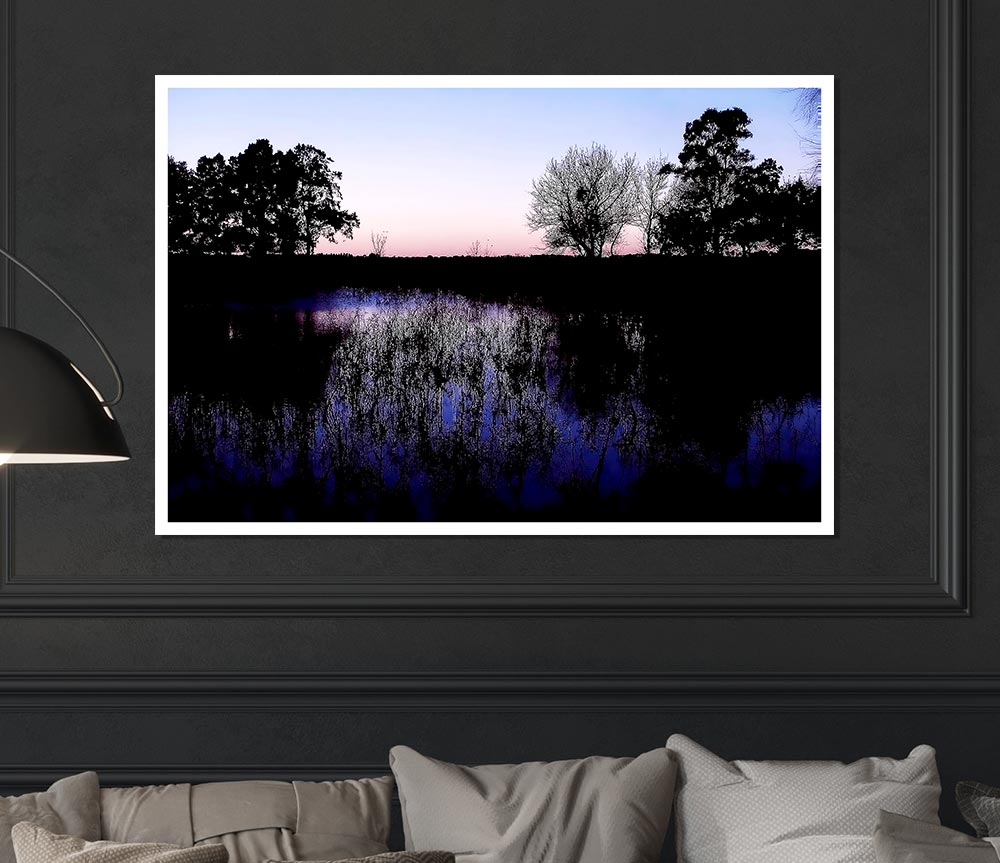 The Purple Morning Lake Print Poster Wall Art