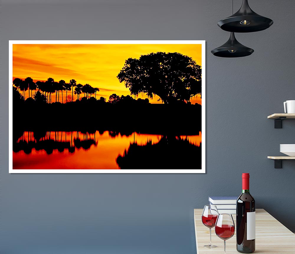 Beautiful Orange River Reflections Print Poster Wall Art