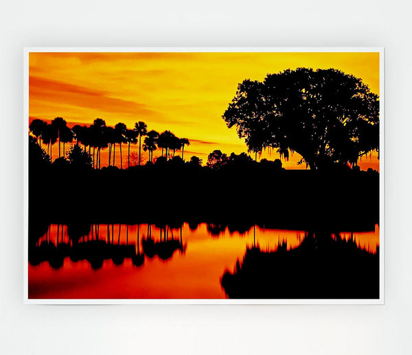 Beautiful Orange River Reflections Print Poster Wall Art