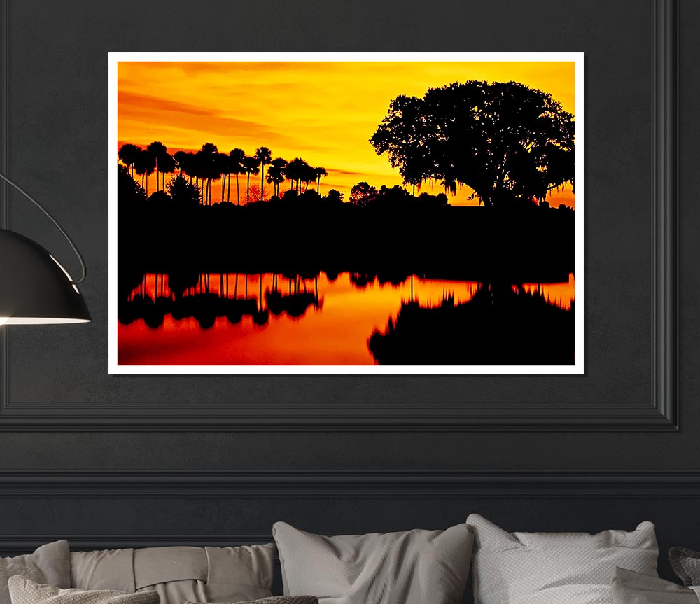 Beautiful Orange River Reflections Print Poster Wall Art