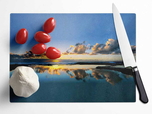 Golden Cloud Reflections Glass Chopping Board