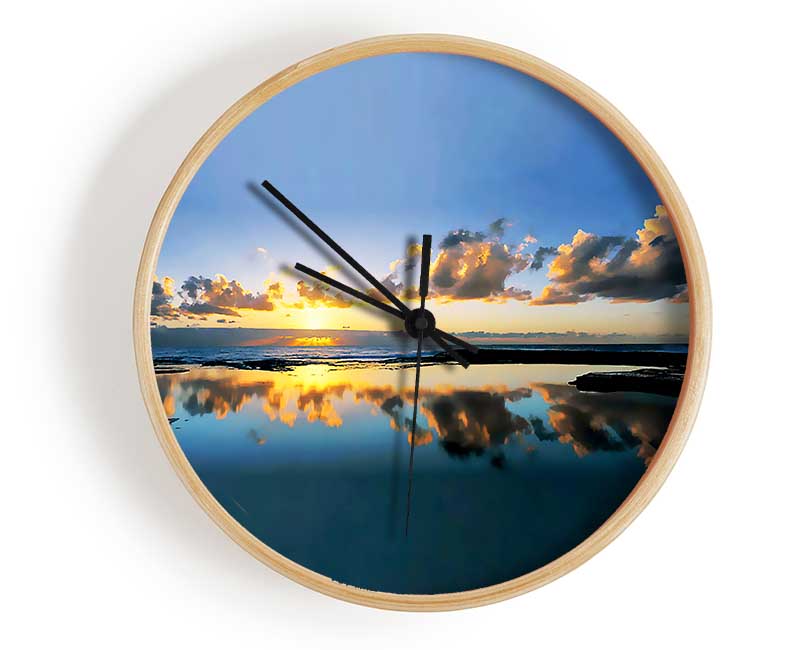 Golden Cloud Reflections Clock - Wallart-Direct UK