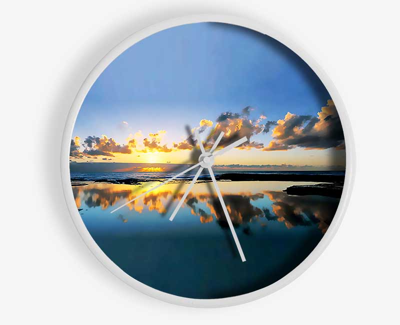 Golden Cloud Reflections Clock - Wallart-Direct UK