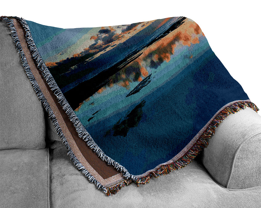 Golden Cloud Reflections Woven Blanket