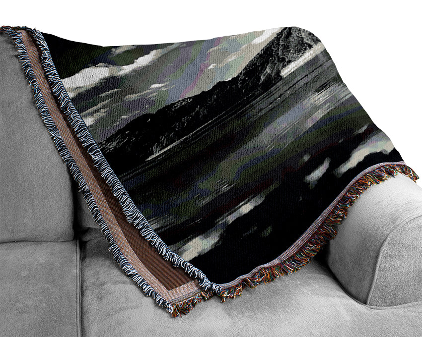 Sun Lake Reflections B n W Woven Blanket