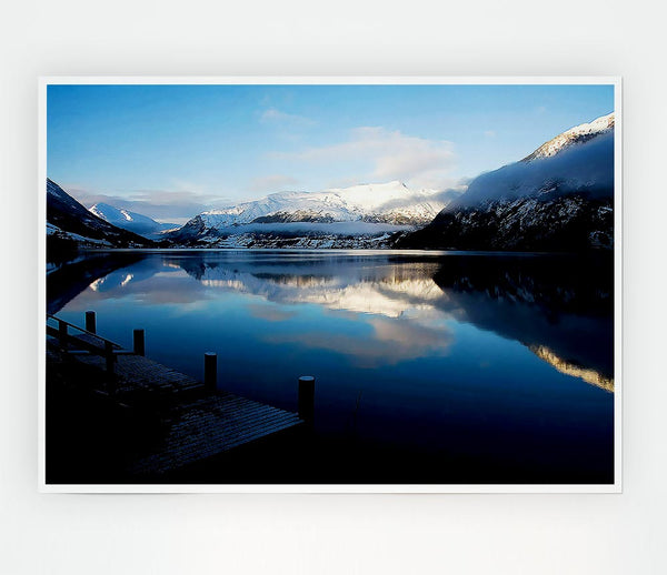 Blue Lake Calm Print Poster Wall Art