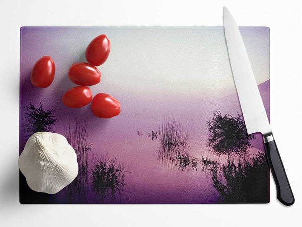 Lilac Pink Mist Glass Chopping Board