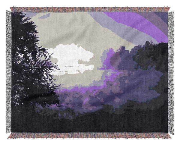 Purple Misty Lake Woven Blanket