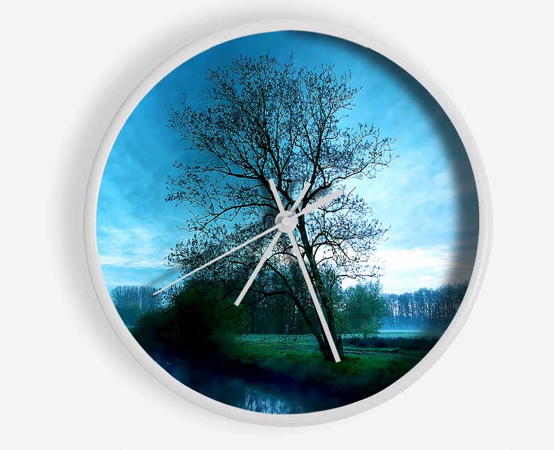 Stunning English Countryside Morning Clock - Wallart-Direct UK