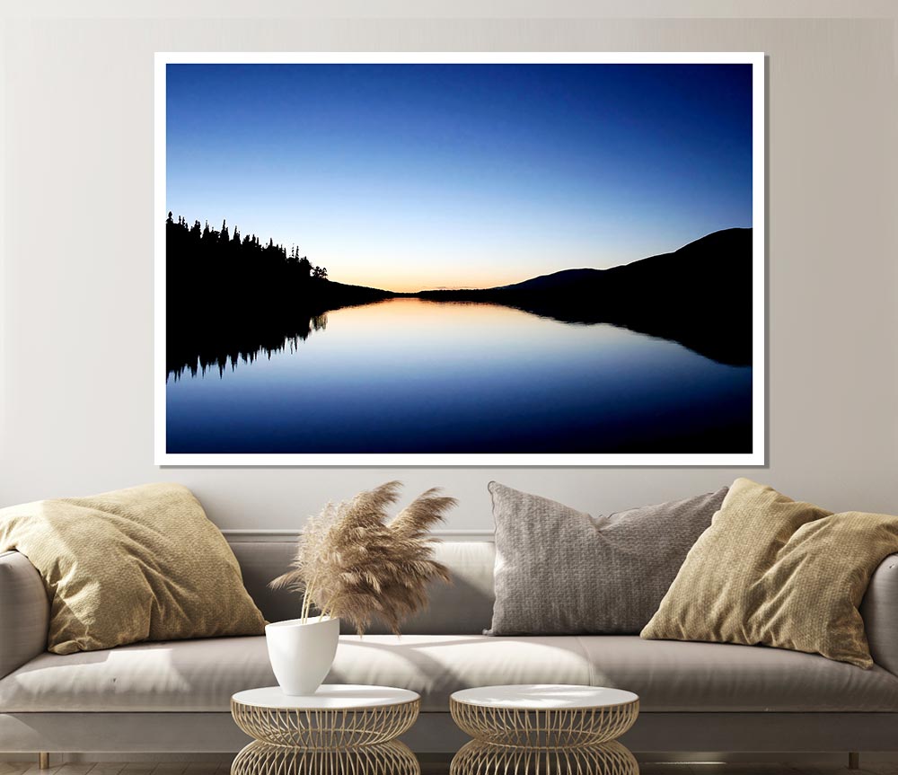 Blue Lake Reflections Print Poster Wall Art