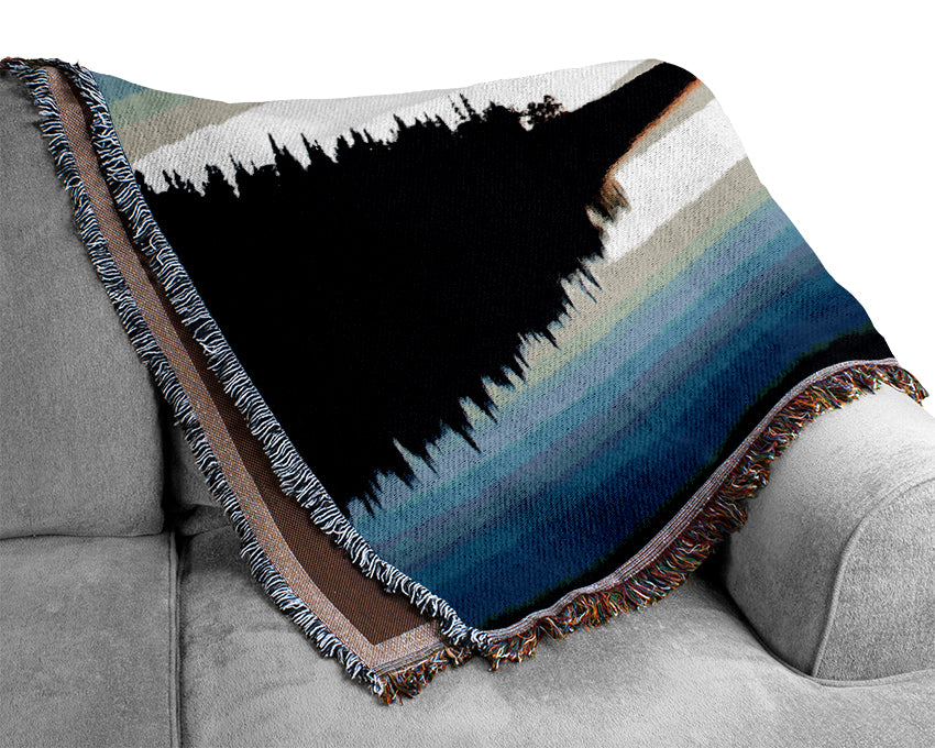 Blue Lake Reflections Woven Blanket