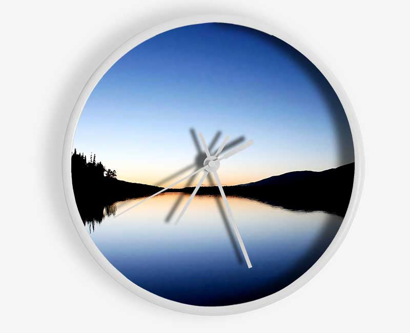 Blue Lake Reflections Clock - Wallart-Direct UK