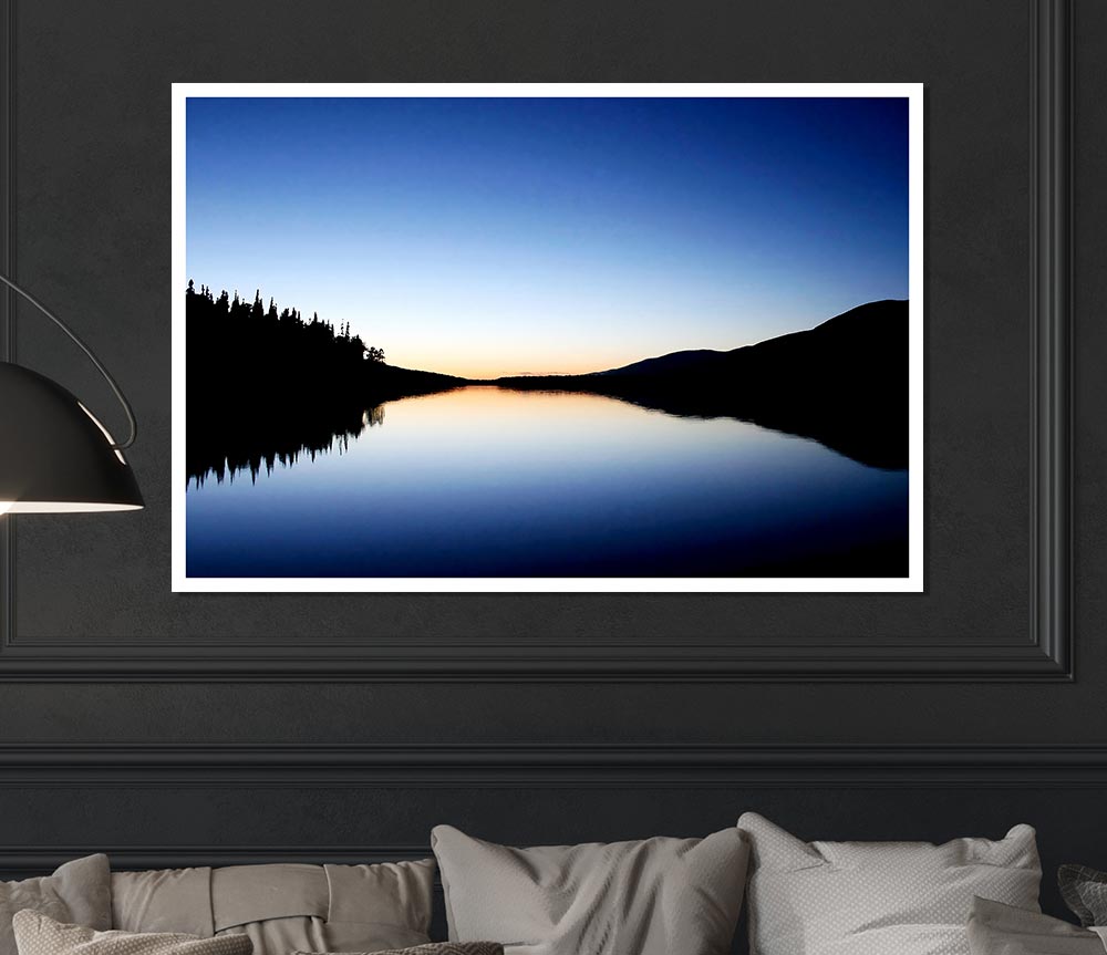 Blue Lake Reflections Print Poster Wall Art