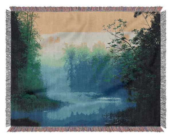 Lake In The Mist Woven Blanket