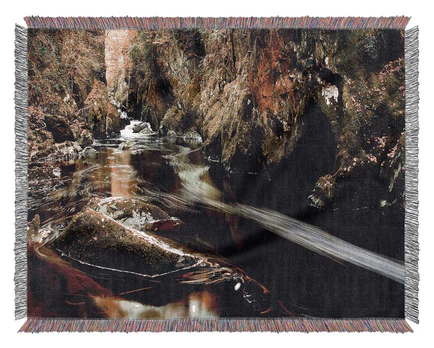 Woodland Stream Flows Woven Blanket