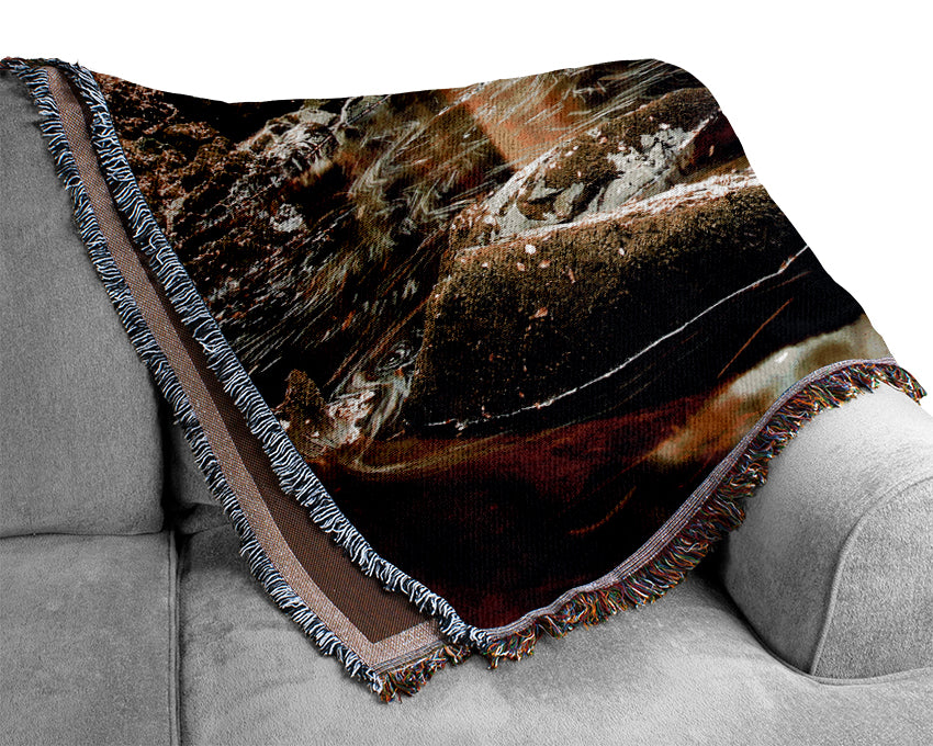 Woodland Stream Flows Woven Blanket