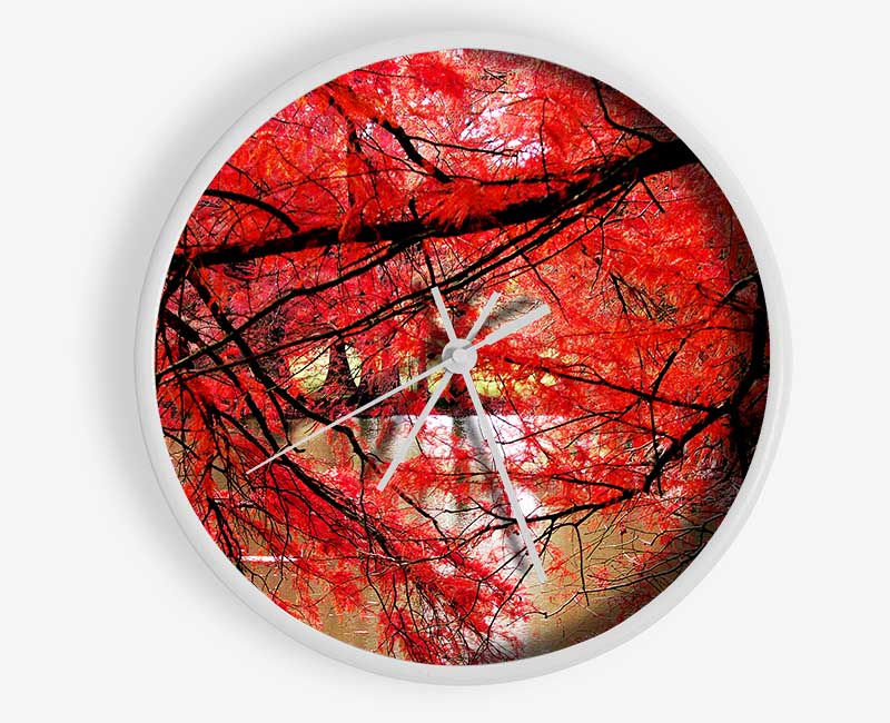 Red River Leaves Clock - Wallart-Direct UK