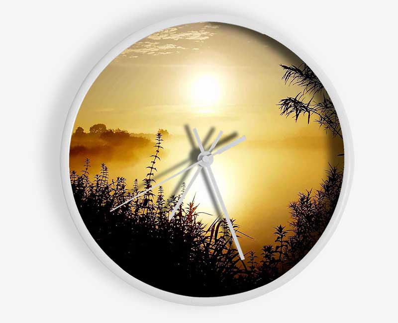 Yellow Winter Lake Clock - Wallart-Direct UK