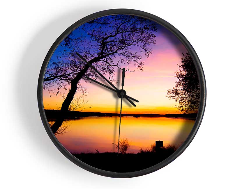 Calm Lake Sunset Clock - Wallart-Direct UK