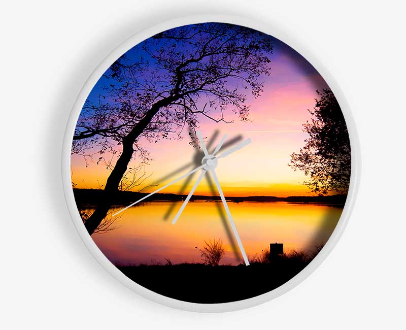 Calm Lake Sunset Clock - Wallart-Direct UK