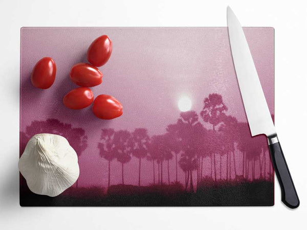 Sun Over The Deep Pink Lake Glass Chopping Board