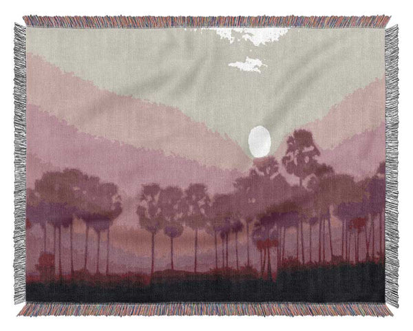 Sun Over The Deep Pink Lake Woven Blanket