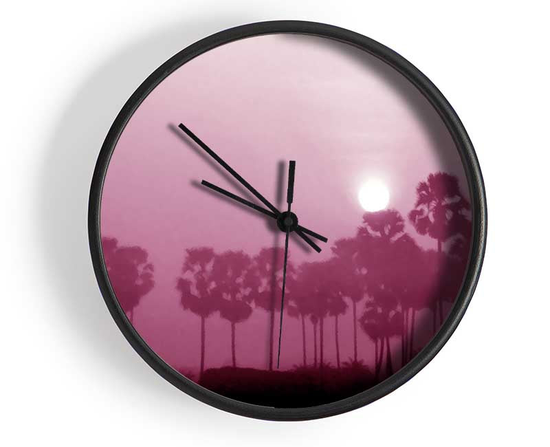 Sun Over The Deep Pink Lake Clock - Wallart-Direct UK