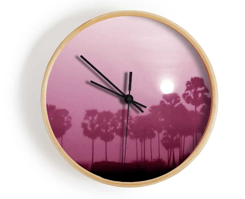 Sun Over The Deep Pink Lake Clock - Wallart-Direct UK