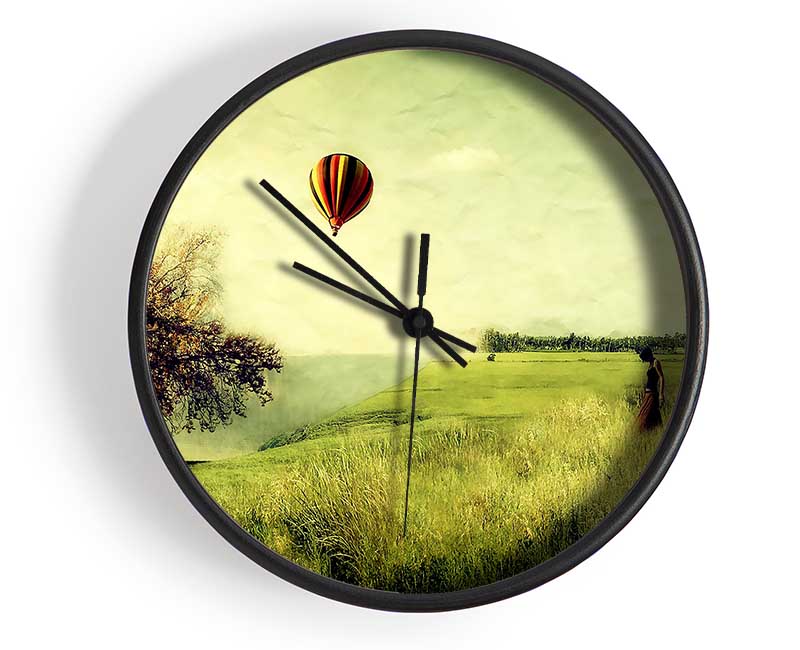 Hot Air Balloon Ride In The Countryside Clock - Wallart-Direct UK