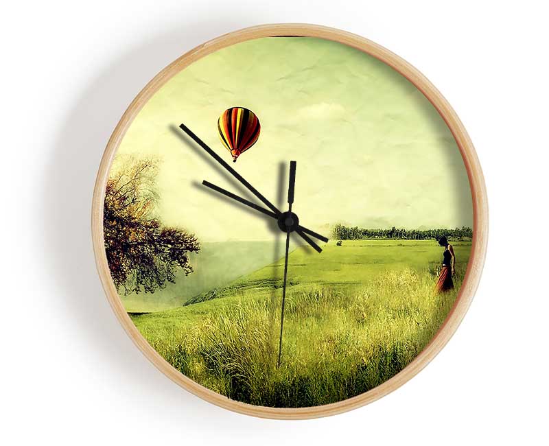 Hot Air Balloon Ride In The Countryside Clock - Wallart-Direct UK