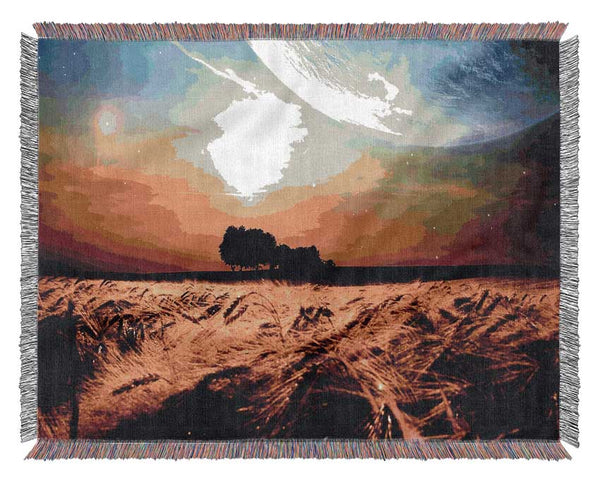 Fields Wheat In The Planets Golden Sun Woven Blanket