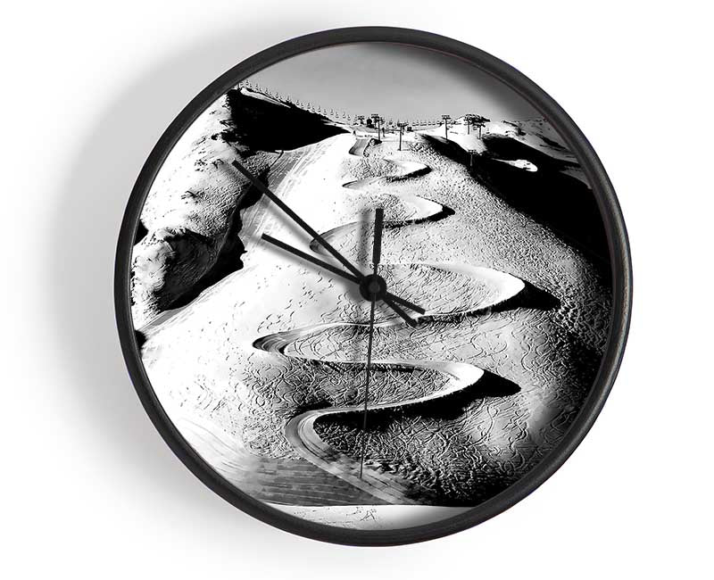 Les Deux Alpes B n W Clock - Wallart-Direct UK