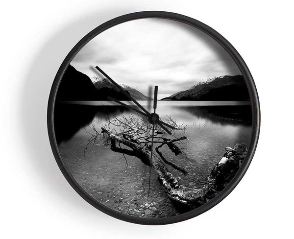 Tree In The Lake B n W Clock - Wallart-Direct UK