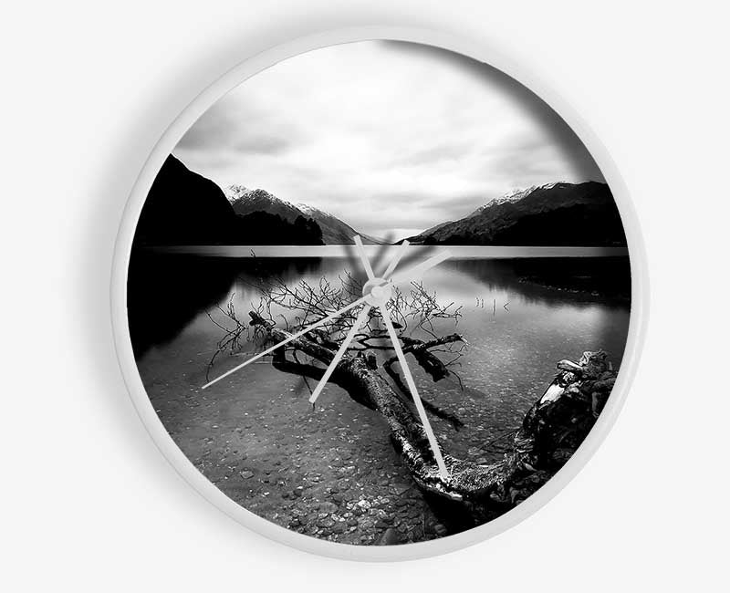 Tree In The Lake B n W Clock - Wallart-Direct UK