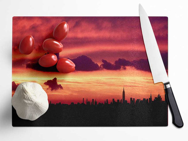 Manhattan Skyline Glass Chopping Board