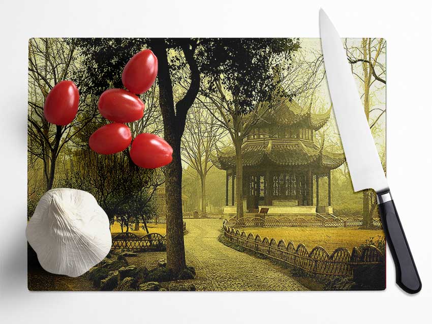 Autumn In Asia Glass Chopping Board