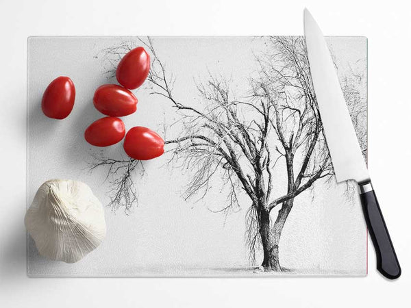 Cold Winter Tree Glass Chopping Board