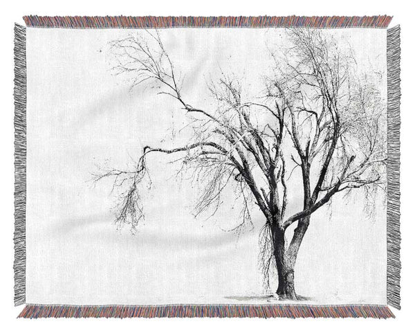 Cold Winter Tree Woven Blanket