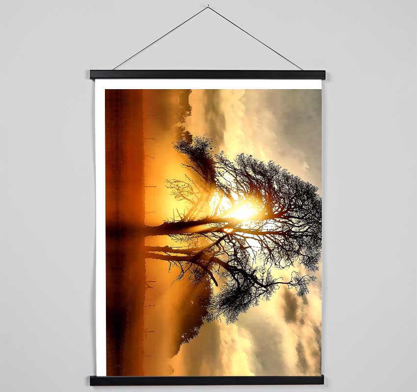 Fog Across The Field Hanging Poster - Wallart-Direct UK