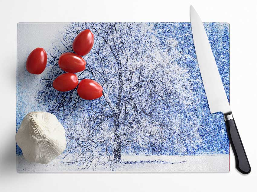 Snow Falling Glass Chopping Board