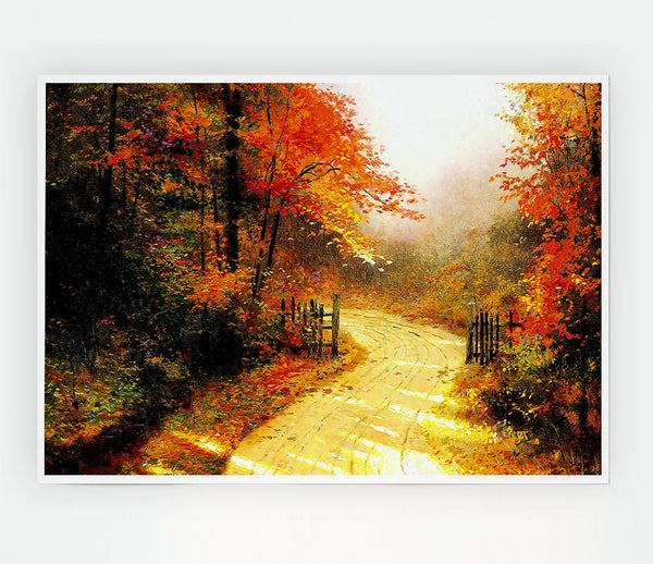 Autumn Lane Print Poster Wall Art