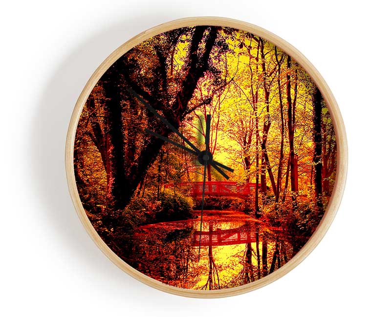 Park Bridge Autumn Clock - Wallart-Direct UK