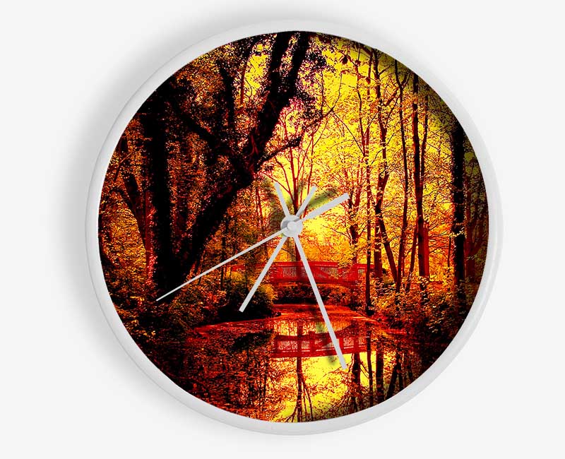 Park Bridge Autumn Clock - Wallart-Direct UK