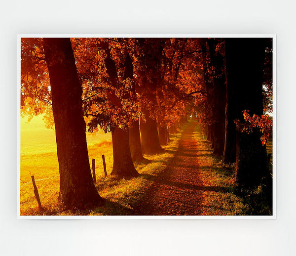 Autumn Walk Print Poster Wall Art