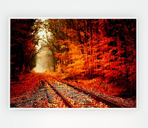 Autumn Railway Print Poster Wall Art