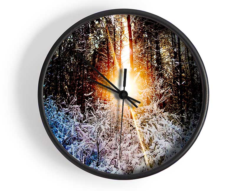 Sunlight Through Trees Winter Clock - Wallart-Direct UK